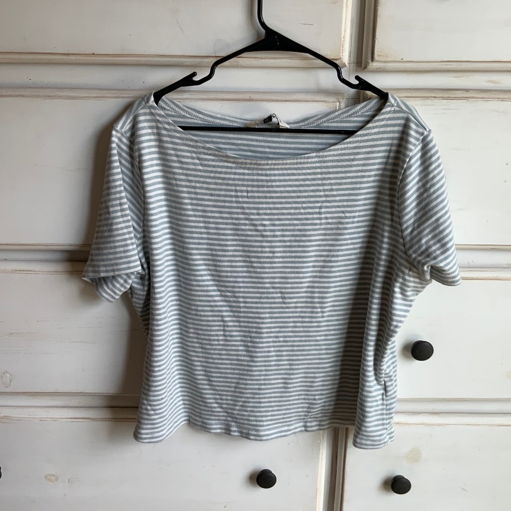 Blue stripe boatneck shirt